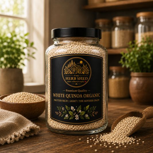 White quinoa with dried botanical ingredients The Herb Shed Wollongong