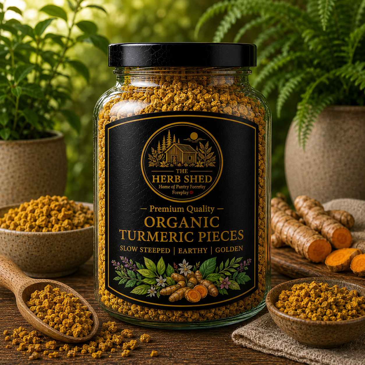 Turmeric Root Pieces | Organic | Slow-Steeped | Earthly & Golden
