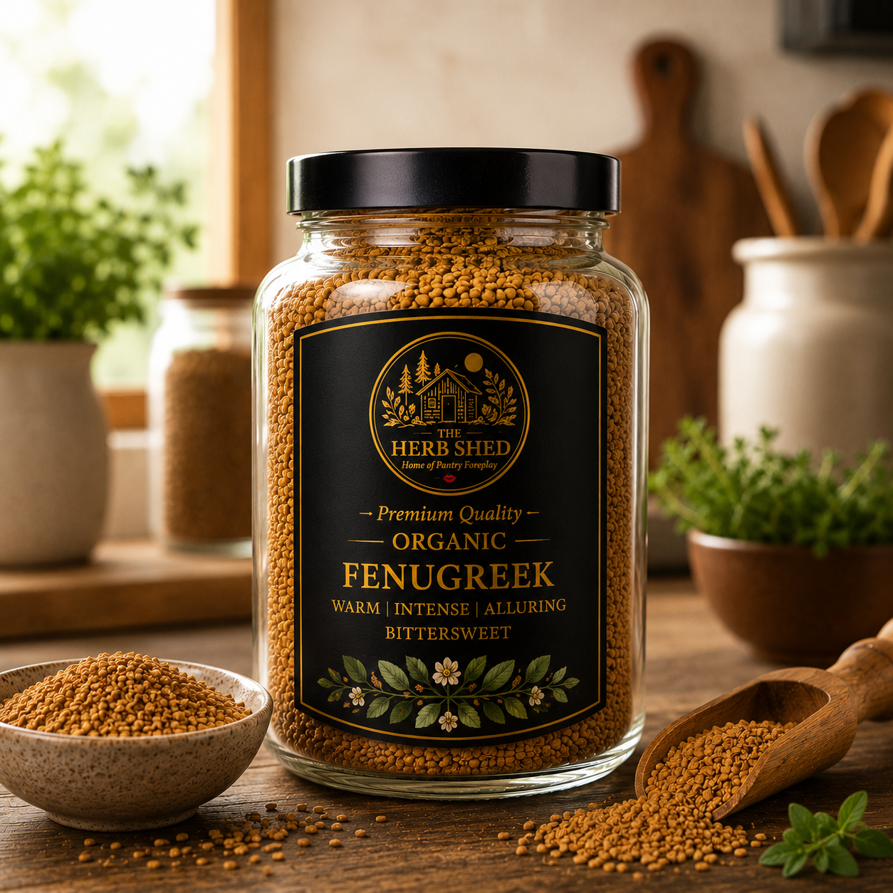 Fenugreek seeds whole jar from The Herb Shed Wollongong