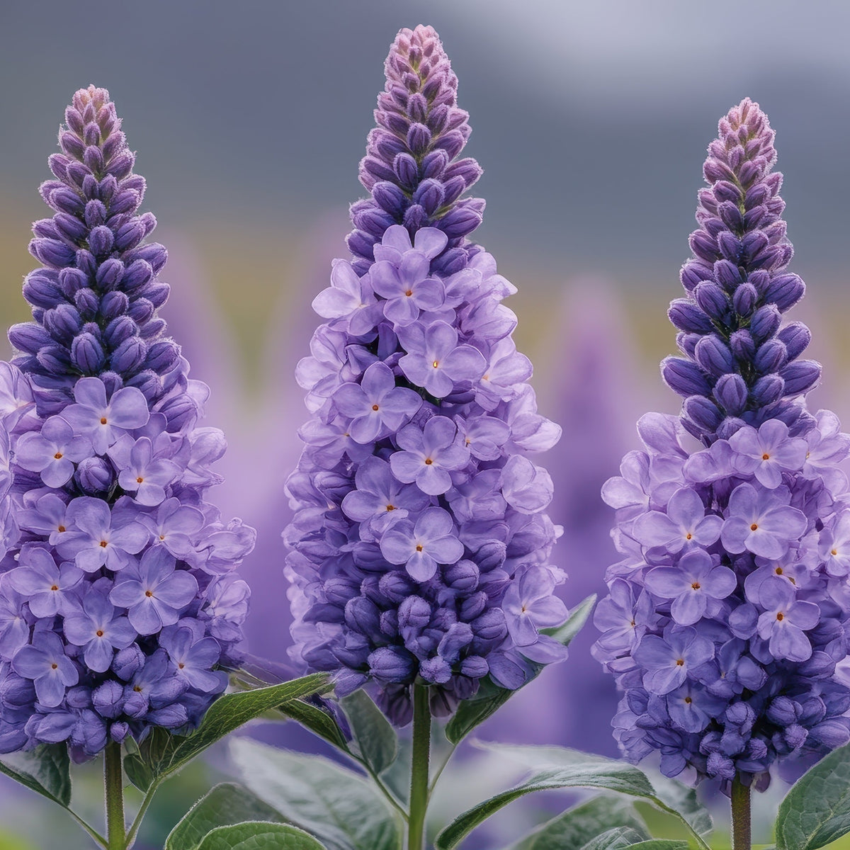 Purple flower spikes of the chaste tree plant are shown in bloom, displaying the flowering plant from which chaste tree berries develop.