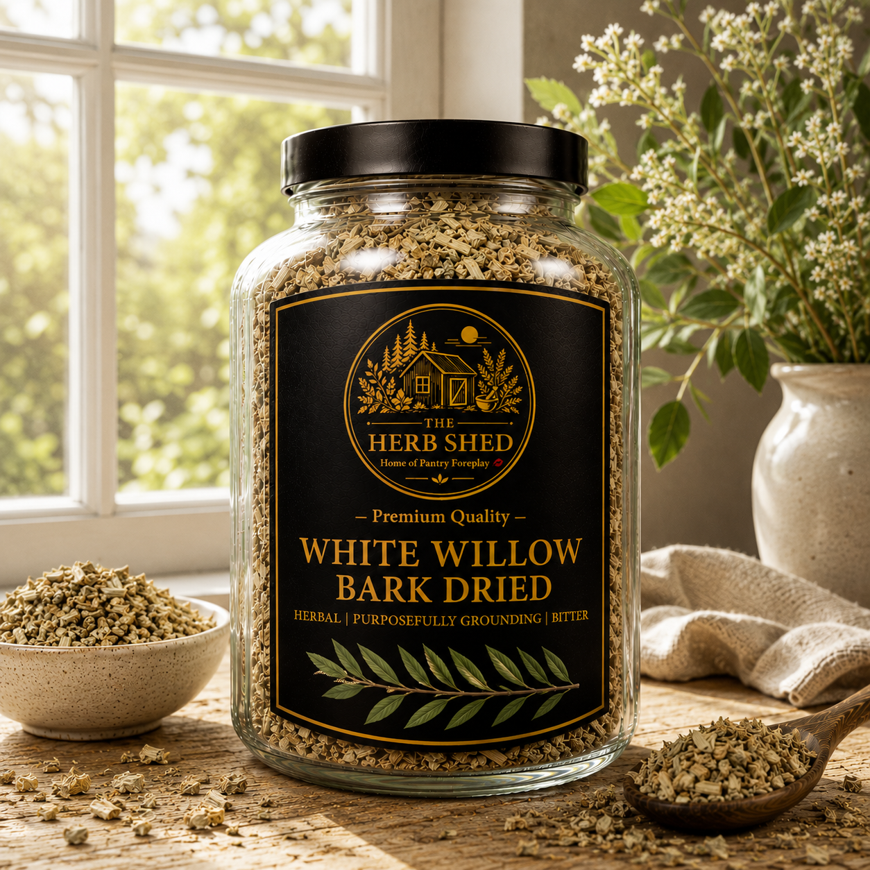 White willow bark with dried botanical ingredients